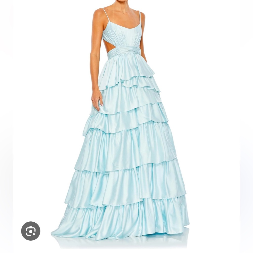 Mac Duggal Sky Blue Tiered Ruffle Gown